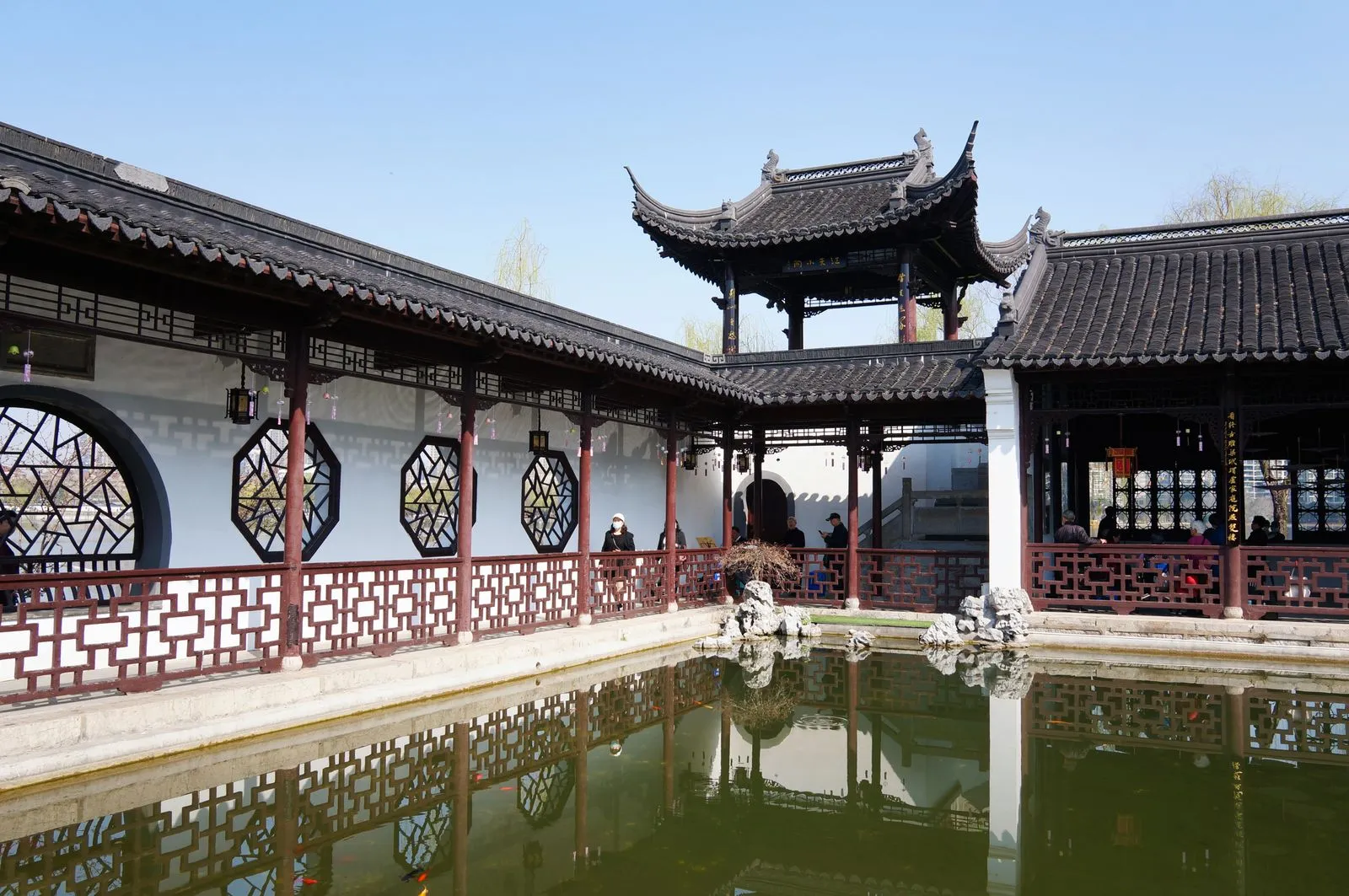Yu Garden classical pavilion and koi pond