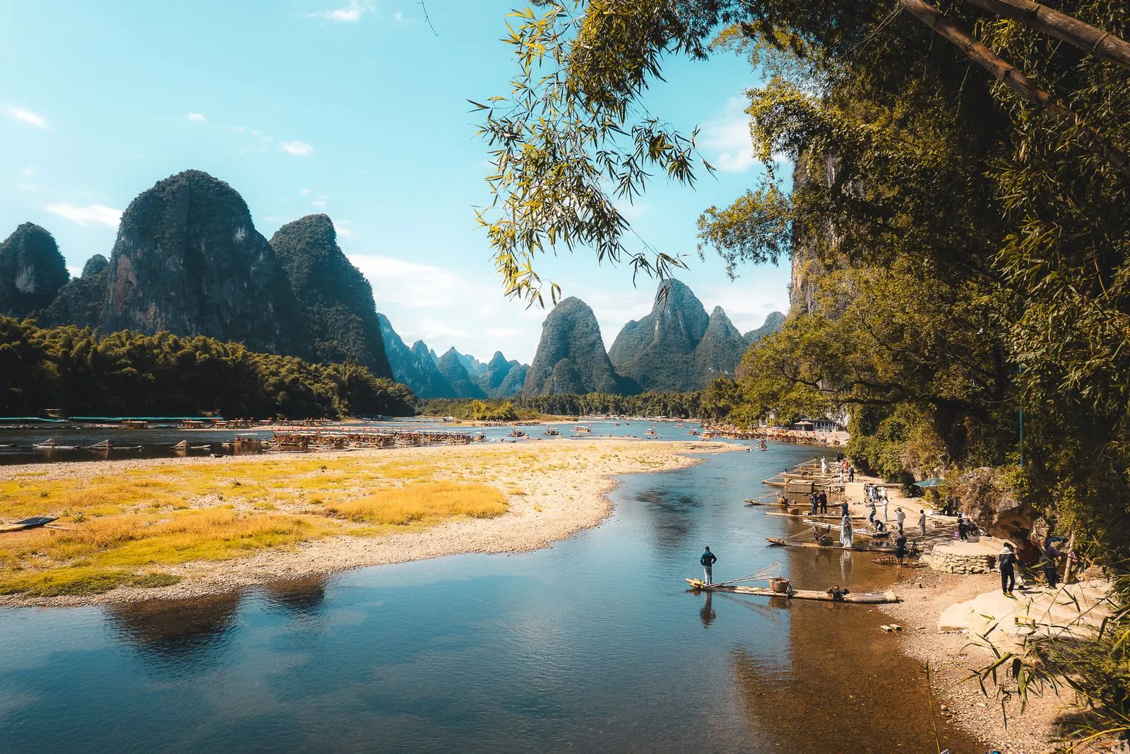 A bamboo raft on the Li River