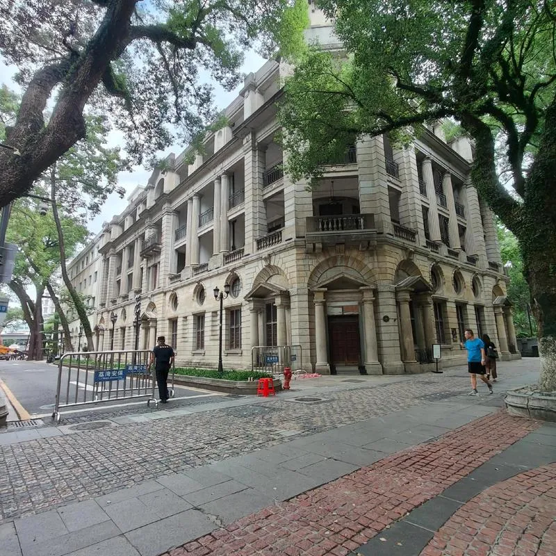Colonial-era buildings along the tree-lined streets of Shamian Island