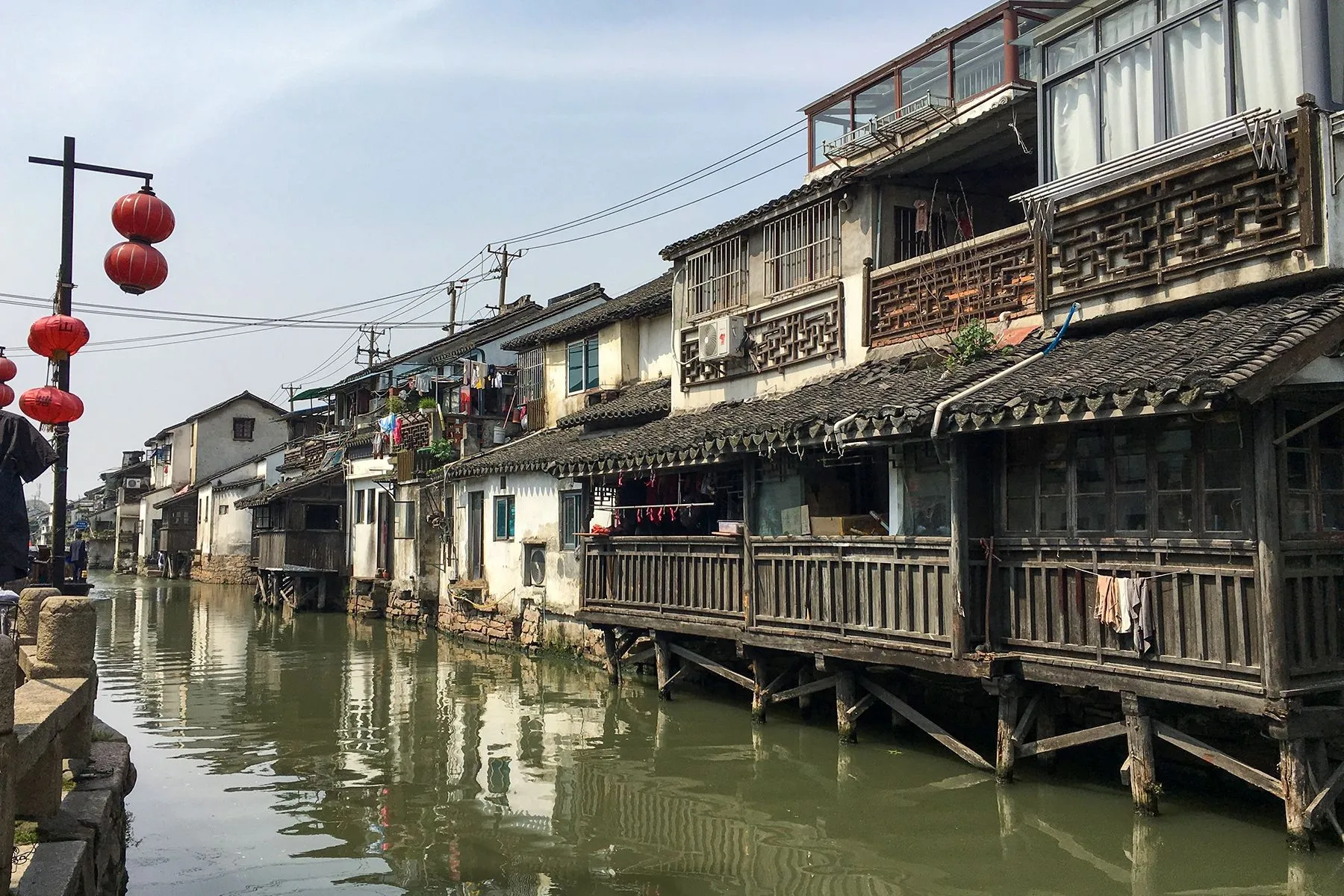 Canal houses on wooden piles above the Shantang River