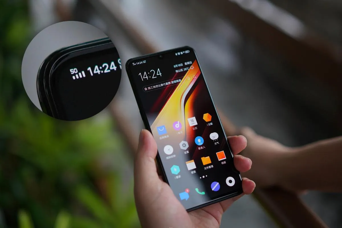A smartphone showing a 5G signal