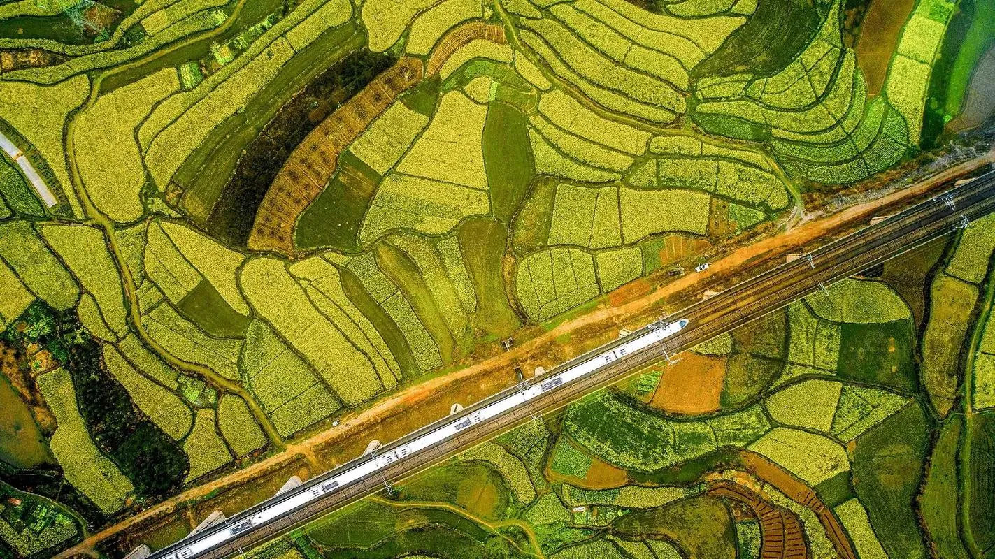High-speed rail crossing the karst landscape of southwest China