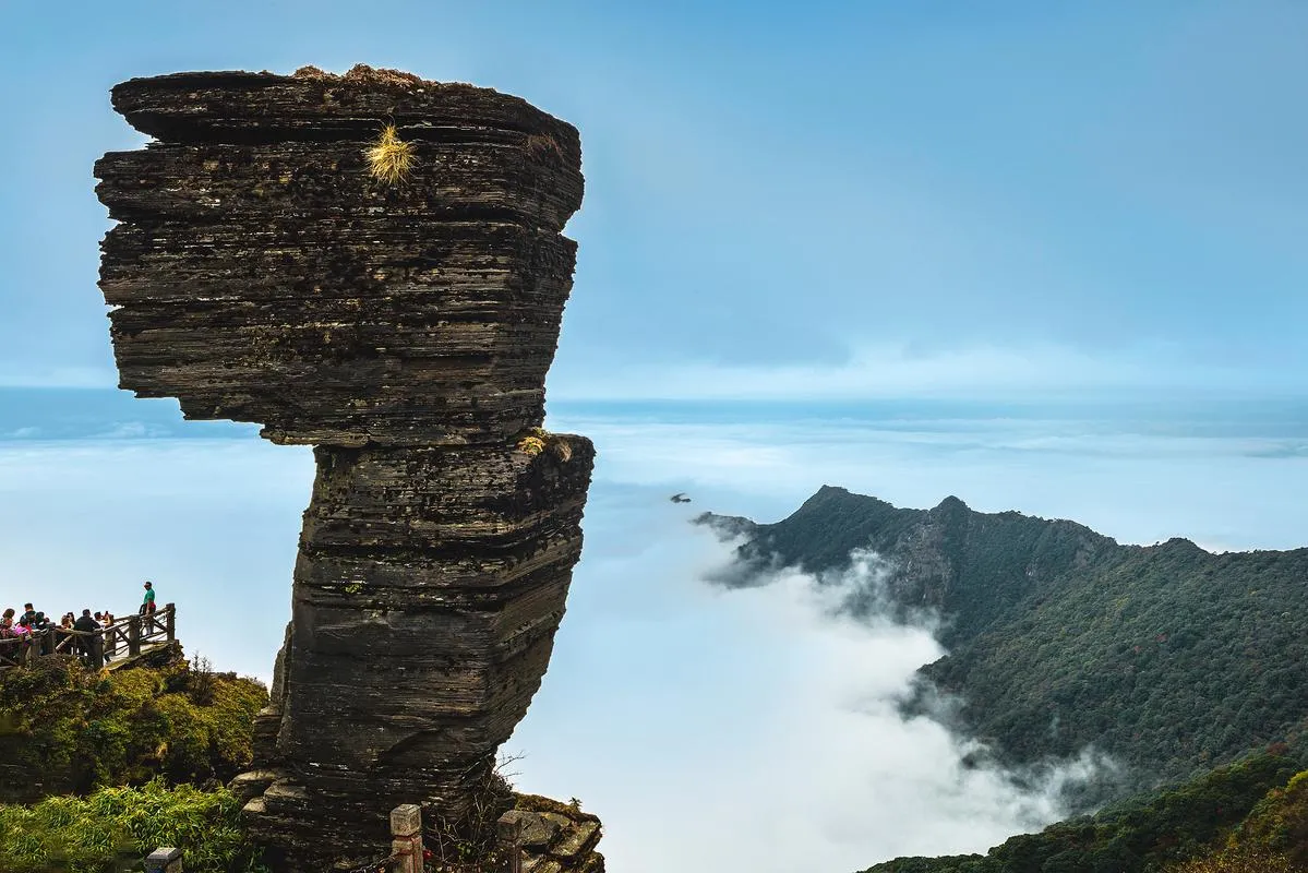 The mist-shrouded rock pinnacles of Fanjingshan in Guizhou province, part of China's certified 'cool city' region