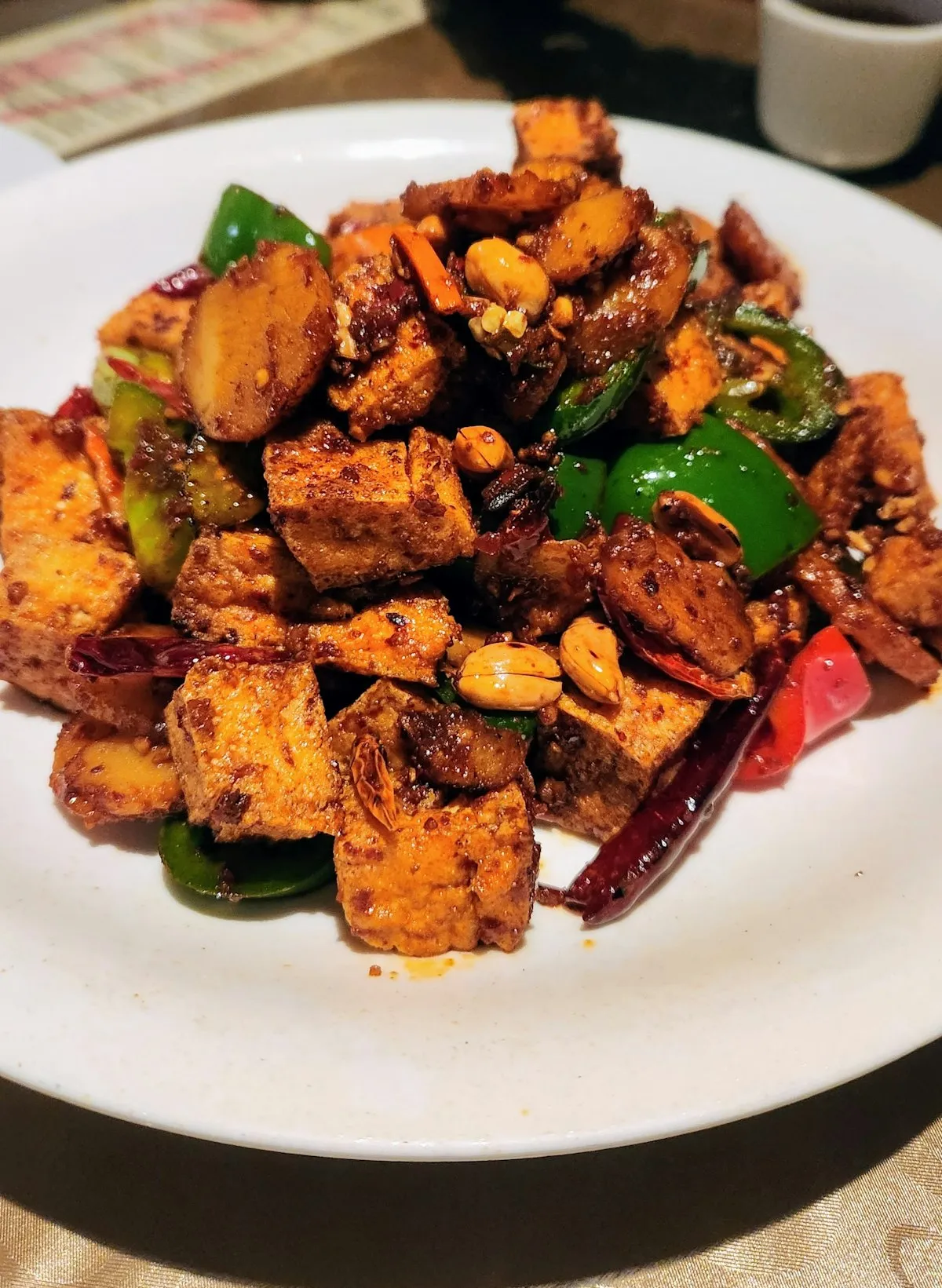 Deep-fried stinky tofu — golden, crispy cubes of fermented tofu